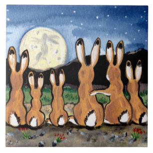 Carreau Veste à regarder Lune Bleu foncé Trivet de tuiles