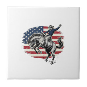 Carreau Vétéran Cow-boy de Rodéo Patriotique Cavalier de C