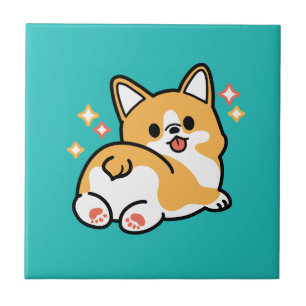Carreau Vibes Corgi Butt et Nap - Joli chien couché