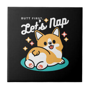 Carreau Vibes Corgi Butt et Nap - Joli chien couché