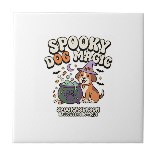 Carreau Vibes de magie de chien d'Halloween (Devant)