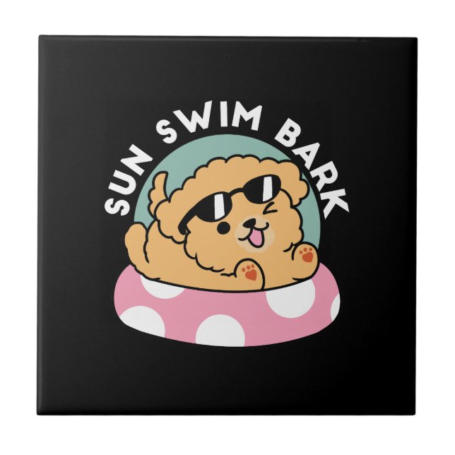 Carreau Vibes d'été Chien - Chiot flottant avec lunettes d (Devant)