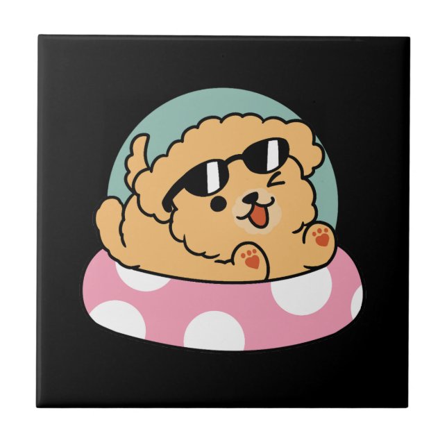 Carreau Vibes d'été Chien - Chiot flottant avec lunettes d (Devant)