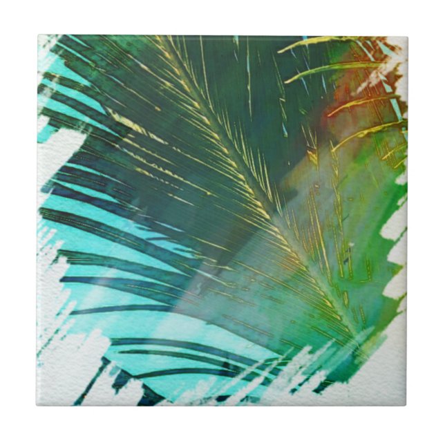 Carreau Vibes d'été Palm Tree Feuilles Pale Green (Devant)