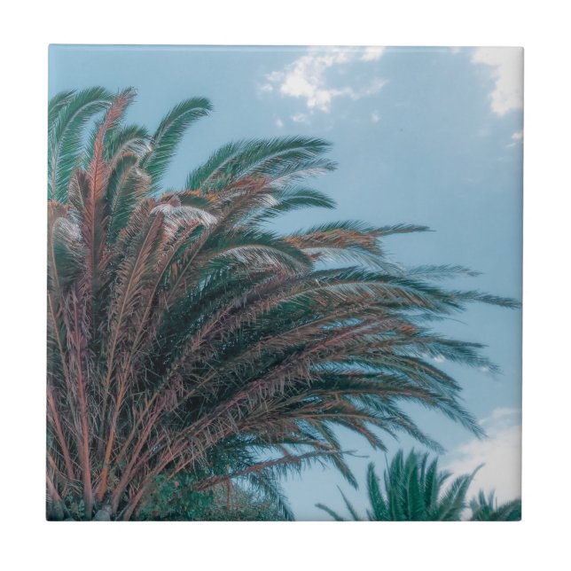 Carreau Vibes d'été Palm Tree Feuilles Pale Green (Devant)