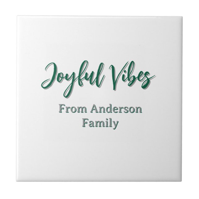 Carreau Vibes joyeux Noël vert nom de famille (Devant)