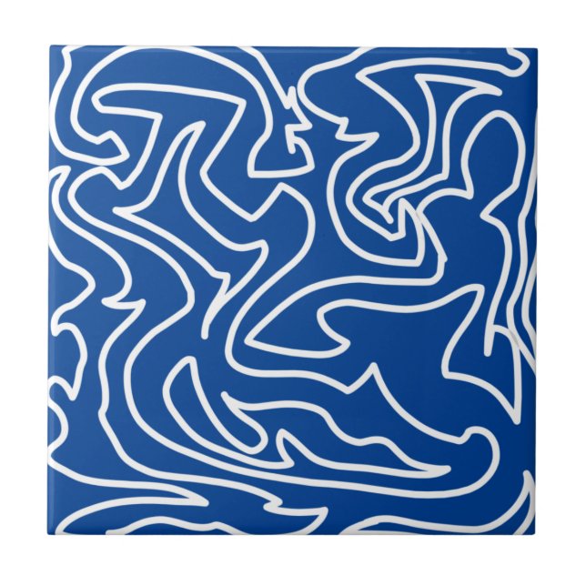 Carreau Vibes positives Gras Bleu Blanc Abstrait (Devant)