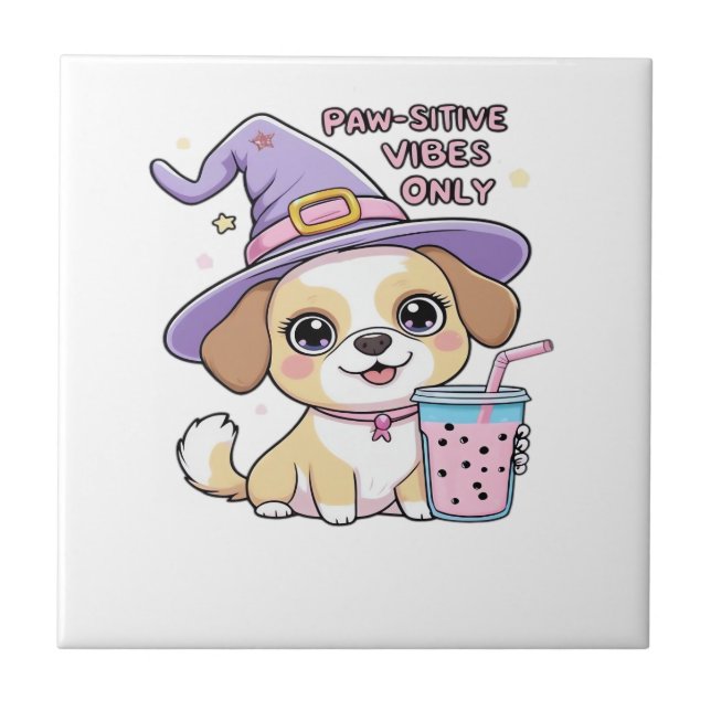 Carreau Vibes Positives pour les Pattes Chien Mignon avec  (Devant)