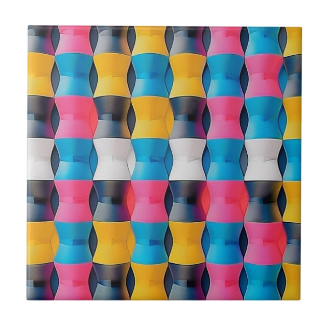 Carreau Vibrant 3D Hourglass Geometric Pattern (Devant)