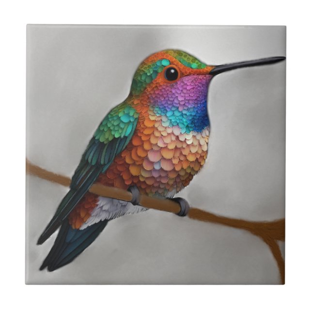 Carreau Vibrant Allen’s Hummingbird Painting (Devant)