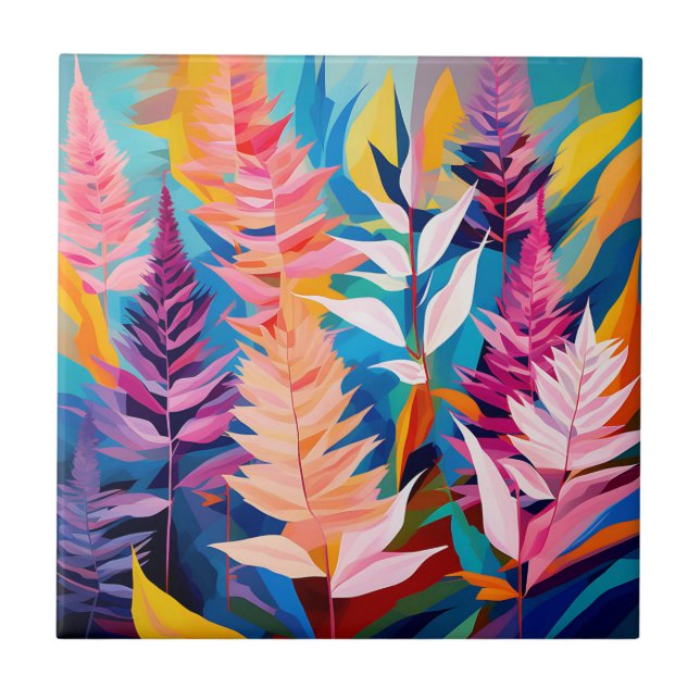 Carreau Vibrant Astilbe Floral Géométrique (Devant)