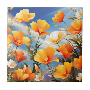 Carreau Vibrant California Poppies Meadow