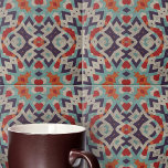 Carreau Vibrant en mosaïque en relief géométrique<br><div class="desc">Ce carrelage en céramique est un véritable témoignage de l'expression artistique, mêlant design moderne et touche d'antiquité. Le carrelage présente un motif géométrique symétrique, à la fois complexe et audacieux, avec des formes comme les diamants et les carrés méticuleusement arrangés pour créer un design harmonieux. La palette de couleurs est...</div>