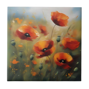 Carreau Vibrant Poppies sauvages Serene Field