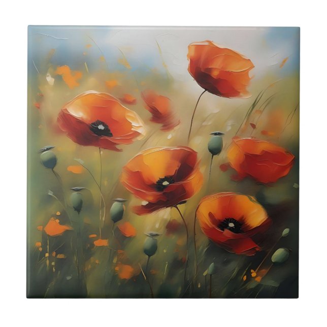 Carreau Vibrant Poppies sauvages Serene Field (Devant)