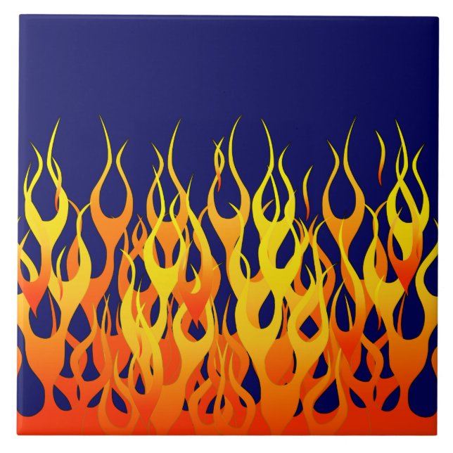 Carreau Vibrant Racing Flames on Navy Blue (Devant)