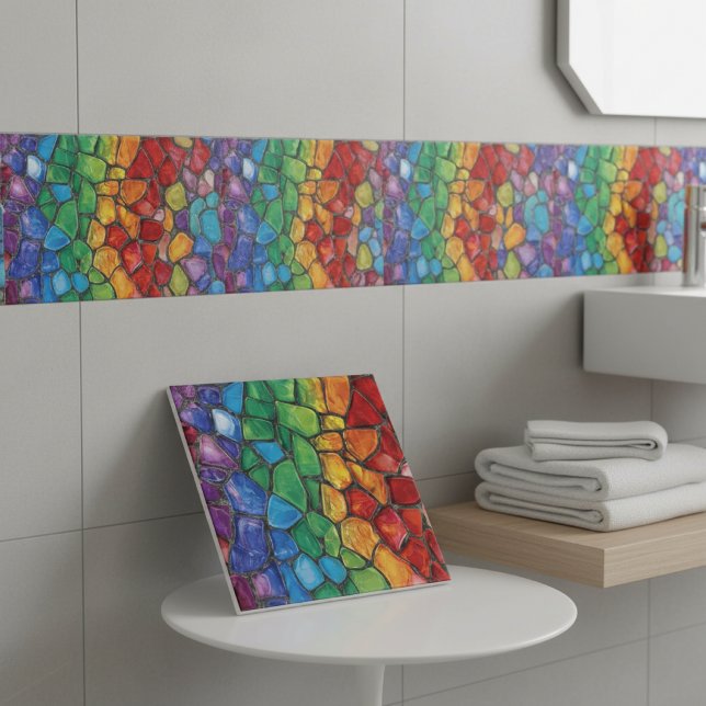 Carreau Vibrant Rainbow Pride Glass Mosaic (Créateur téléchargé)