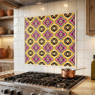 Carreau Vibrant rose jaune symétrique géométrique