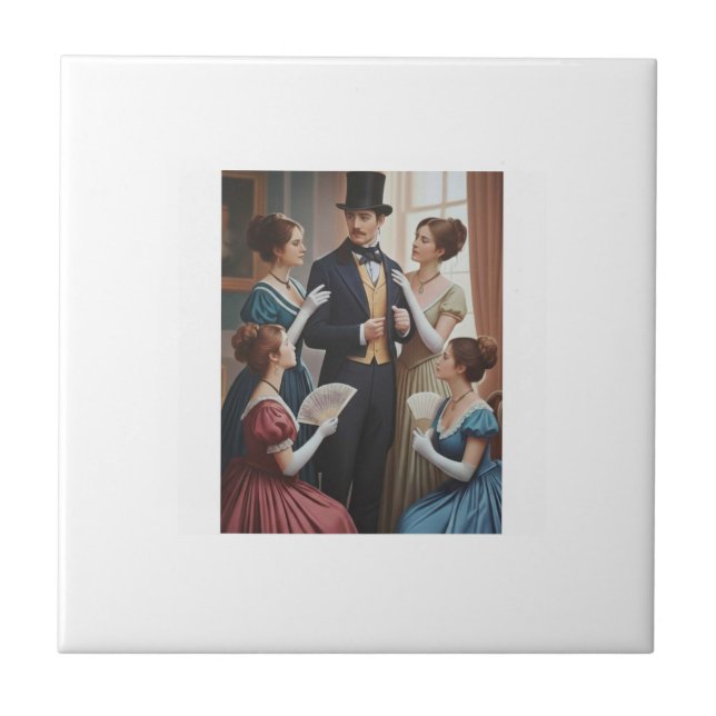 Carreau Victorian gentleman with ladies (Devant)