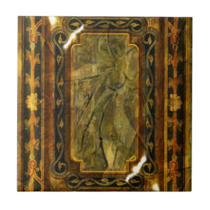 Carreau Victorian vintage d'or Brown élégant