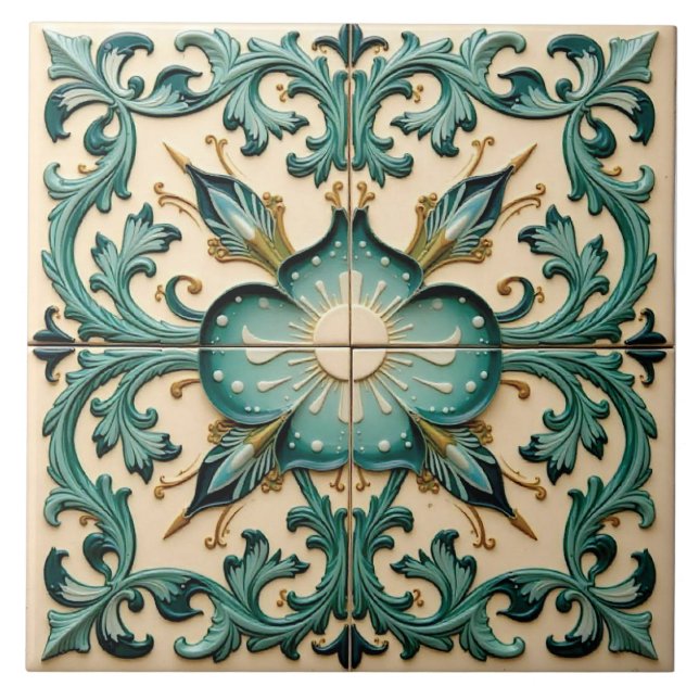 Carreau Victorien Turquoise Laurel (Devant)