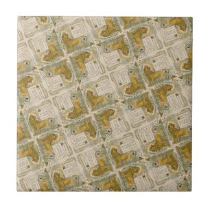 Carreau Victorien vintage Le motif Lion effrayé