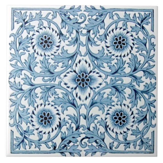 Carreau Vidéo Repro Antique Blue & White Minton (Devant)