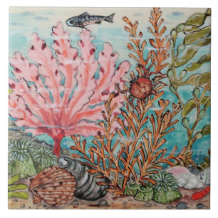 Carreau Vie marine Crabe Corail Poisson Plage marine Peint