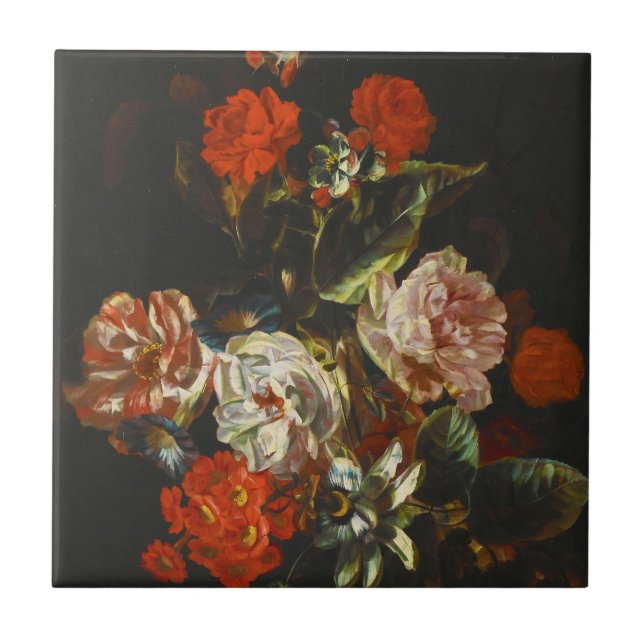 Carreau Vie morte vintage avec fleurs (Devant)