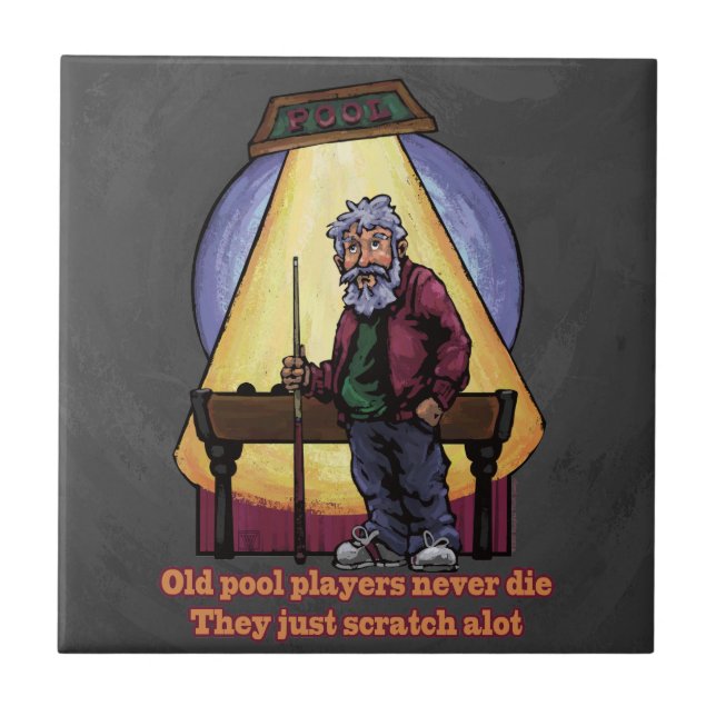 Carreau Vieil art de caractère de joueurs de piscine (Devant)