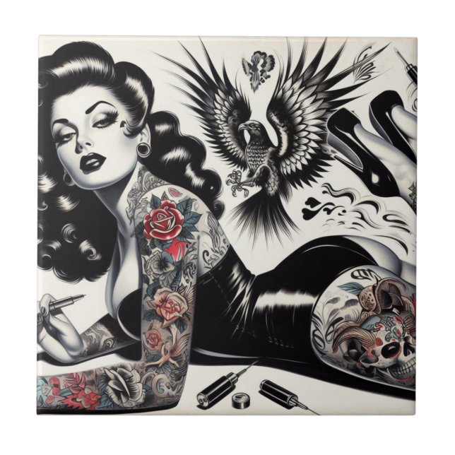 Carreau Vielle écolière tatouée (Devant)