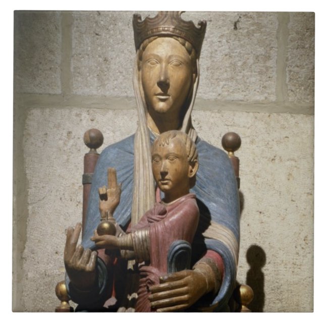 Carreau Vierge et enfant, (bois polychrome) (Devant)