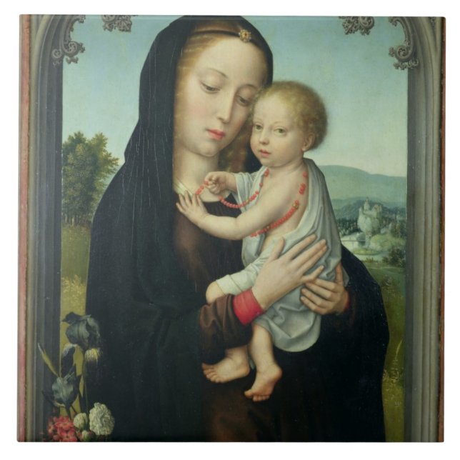 Carreau Vierge et enfant (huile sur le panneau) (Devant)
