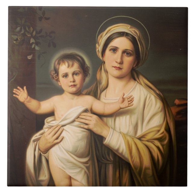 Carreau Vierge Marie tenant l'enfant Jésus (Devant)