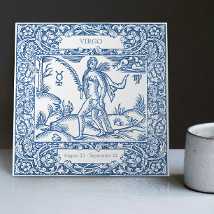 Carreau Vierge Vierge Bleu Delft Hollandais Signe du Zodia