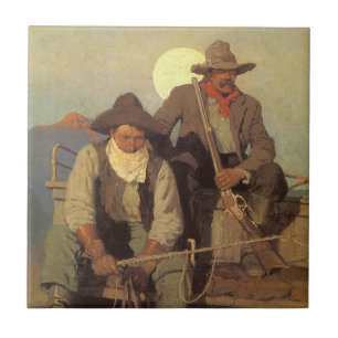 Carreau Vieux Cowboys, The Pay Stage par NC Wyeth