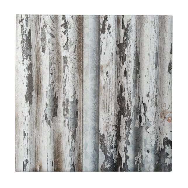 Carreau Vieux mur de peinture ébréché en métal ondulé (Devant)