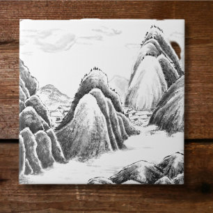 Carreau Village de montagne - encre