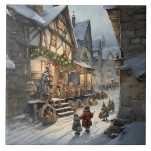 Carreau Village de Noël vintage Retro