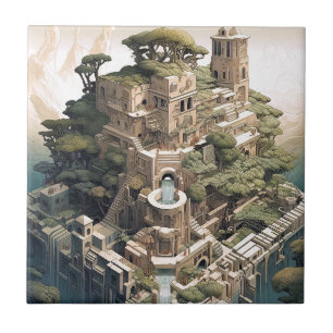 Carreau Ville géométrique surréaliste Paysage Imaginaire A