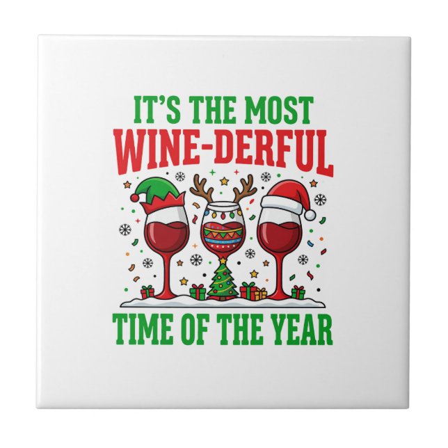 Carreau Vin de Noël Merveilleux Design de Vin Rouge (Devant)
