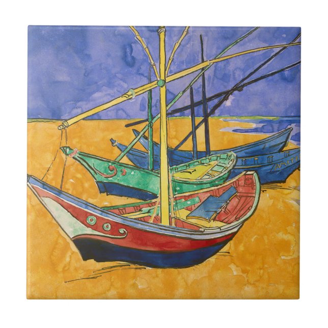 Carreau Vincent van Gogh - Bateaux de pêche sur la plage (Devant)
