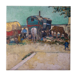 Carreau Vincent van Gogh - Caravanes, camp de gitans près