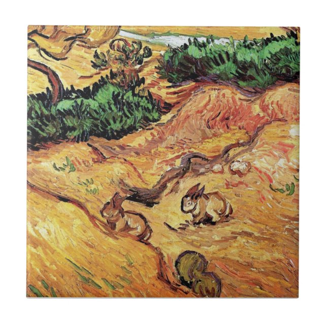 Carreau Vincent Van Gogh - Champ Avec Deux Lapins Art Fine (Devant)