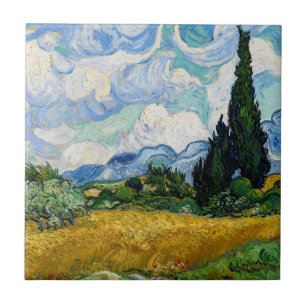 Carreau Vincent Van Gogh - Champ de blé avec cyprès