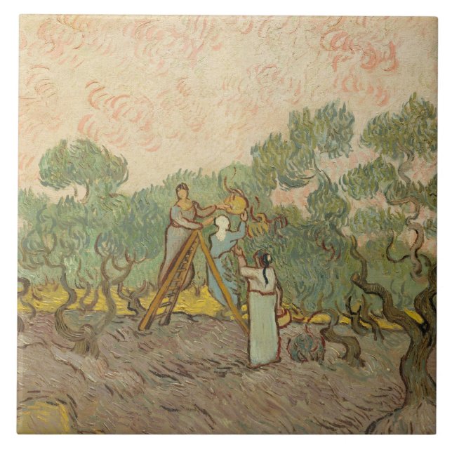 Carreau Vincent van Gogh - Femmes cueillette d'olives (Devant)