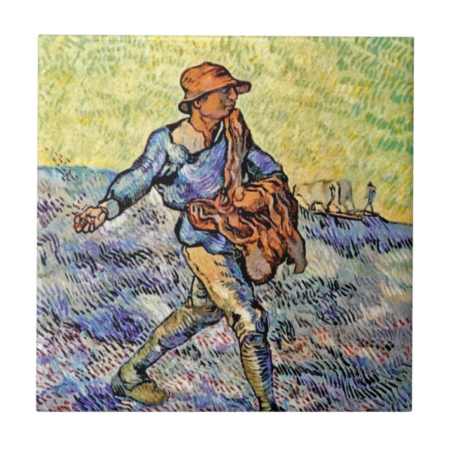 Carreau Vincent Van Gogh - Le Semeur - Peinture d'art fin (Devant)