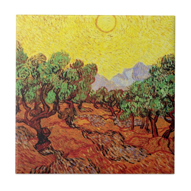 Carreau Vincent Van Gogh - Oliviers avec ciel jaune (Devant)