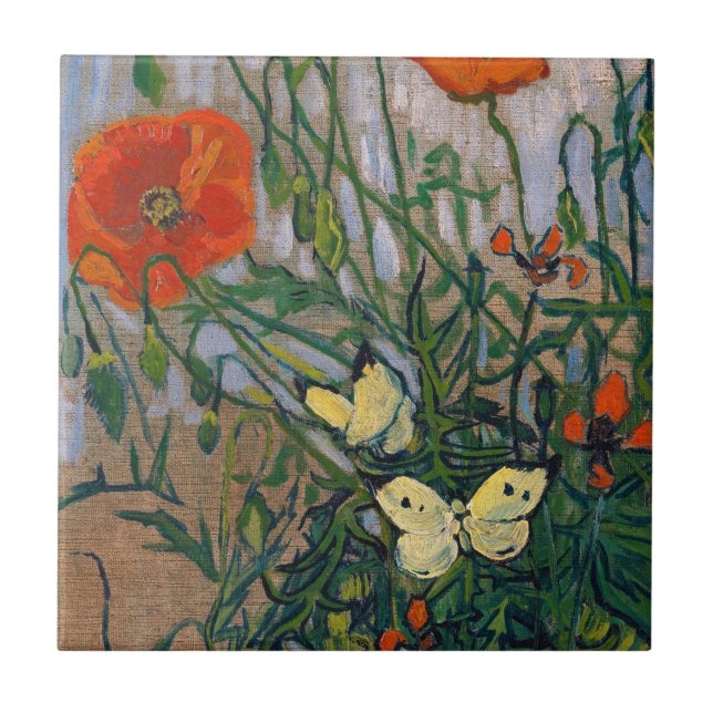 Carreau Vincent van Gogh - Papillons et Coquelicots (Devant)