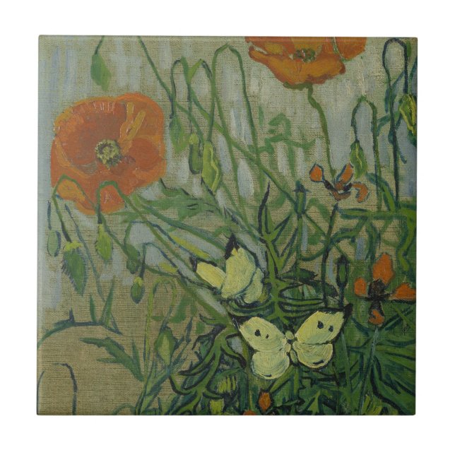 Carreau Vincent van Gogh - Papillons et Pavots (Devant)